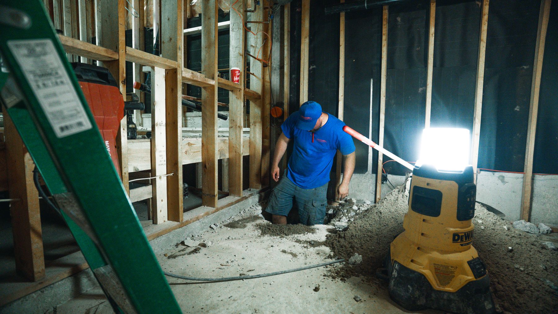 Davidson Plumbing crew on the job, photographed by Mike Mala Media